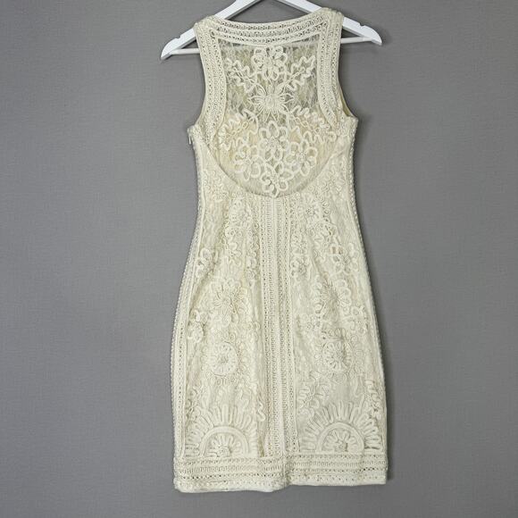 Sue Wong Nocturn Dress Womens 4 Cream Lace Sheath Bridal Cocktail Embroidered - Picture 6 of 14
